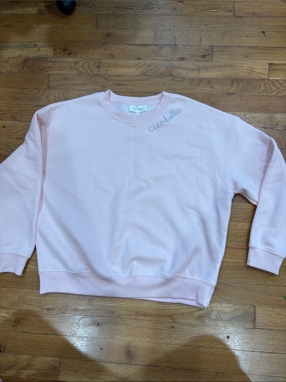 Light Pink 'ciao bella' Crewneck Sweatshirt size medium pink rose brand